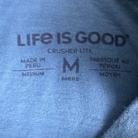 Life Is Good Shirt Mens Medium Blue Vaxxed & Relaxed Jake Crusher Lite Casual - Picture 4 of 8
